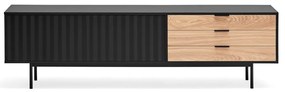 Czarno-naturalna szafka pod TV w dekorze dębu 180x52 cm Sierra – Teulat