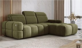 Narożnik MATEO S Wolnostojący Prawostronny Tkanina Memphis 11 kolor Oliwkowa zieleń WERSAL