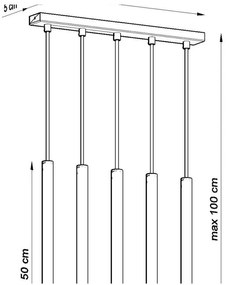 Czarna lampa wisząca Sollux Fideus, dł. 45 cm