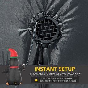 HOMCOM Nadmuchiwana dekoracja świąteczna, 2,5 m nadmuchiwany pingwin z 3 diodami LED, 162 x 100 x 250 cm, Wielokolorowy | Aosom PL
