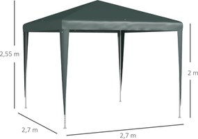 Outsunny Pavilon 2,7x2,7m, Szybki Montaż za pomocą Systemu Klikowego, Rama Odporna na Rdzę, Ciemnozielony