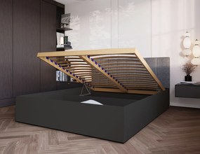 Czarne łóżko z zagłówkiem i materacem 120x200 E8-K94