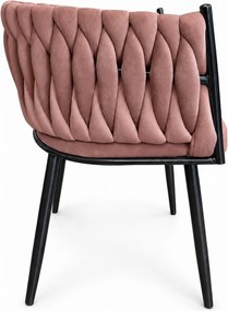 Krzesło ROSA plecione noga czarna : Kolor nogi - Czarna, Kolor tkaniny - VELVET - MG58, Typ tkaniny - Velvet
