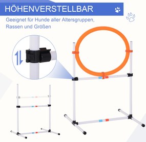 PawHut Zestaw do Ćwiczeń dla Psów 3-częściowy z Torbą do Przenoszenia Trening Agility Plastik Biały Żółty | Aosom PL