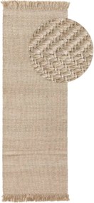 Beżowy wełniany dywan Lars B z frędzlami