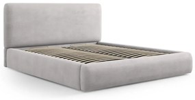 Jasnoszare tapicerowane łóżko dwuosobowe ze schowkiem i stelażem 180x200 cm Colonel – Cosmopolitan Design