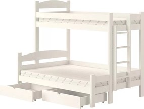 Łóżko piętrowe Lovic 80x200/140x200 z szufladami prawostronne - biały