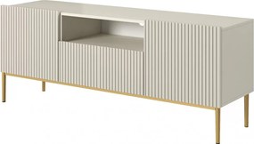 Szafka RTV Nicole 150 cm z szufladą i wnęką - kaszmir / złote nóżki