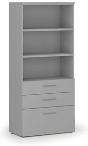 Szafa biurowa z kombinowanymi szufladami PRIMO GRAY, 800 x 420 x 1781 mm, szary