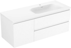 Mexen Rivel szafka łazienkowa 120 cm z umywalką Vela prawą, 2S, 1D, ryflowana, biała mat - 91A23-12047-3-BBFFF01-W23P01