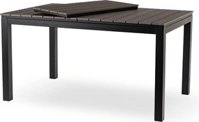 Rozkładany stół ogrodowy, kompozytowy Castello 140-180 cm, blat ciemnoszary dąb, podstawa czarna