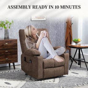 HOMCOM Fotel relaksacyjny elektryczny z funkcją podnoszenia brązowy 90x75x100 cm | Aosom PL