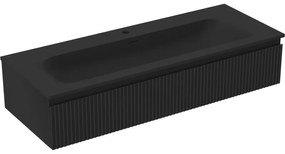 Mexen Rivel szafka łazienkowa 120 cm z umywalką Vela, 1 szuflada, ryflowana , czarna mat - 91A20-12023-1-BF71-W23M71