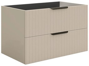 Szafka łazienkowa wisząca  prążkowana- Kolor beżowy - 80 cm - DALIKO