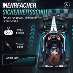 AIYAPLAY Mercedes-AMG PETRONAS F1 12 V Elektryczny gokart dla dzieci z akumulatorem litowym, 2 silniki, miękki start | Aosom PL