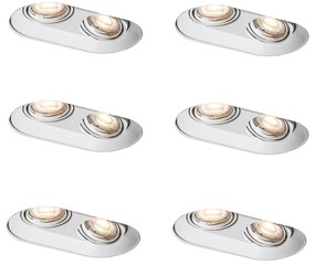 Zestaw 6 okrągłych reflektorów wpuszczanych białych GU10 50mm 2-punktowe - Hubs