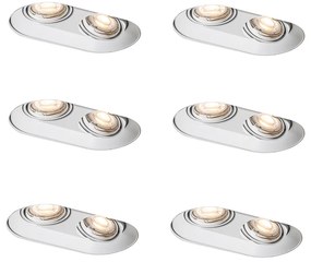 Zestaw 6 okrągłych reflektorów wpuszczanych białych GU10 50mm 2-punktowych - Hubs