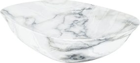 Umywalka  ceramiczna nablatowa owalna marmurowa biała bez otworu na baterię 60 x 42 cm MARMO White