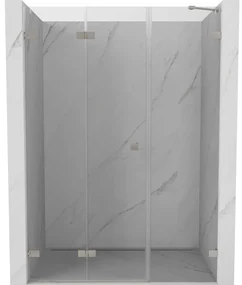 Mexen Lunar-F drzwi prysznicowe składane lewe 140 cm, transparent, nikiel szczotkowany - 836S-140-050-97-00-L