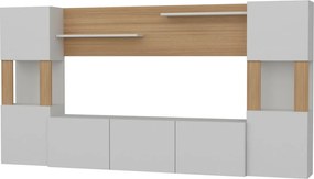 Ściana telewizyjna Lore White and Teak