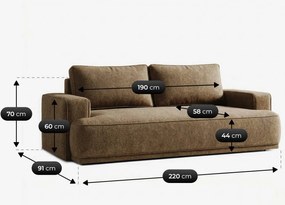 Sofa z Funkcją Spania CAMELIA Brązowa Boucle Nowoczesna