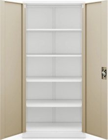 Szafa biurowa Eco Design Jan H, 90x40x195 cm, biały/dąb złoty