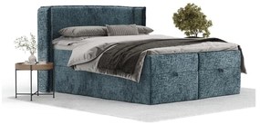 Niebieskie łóżko boxspring ze schowkiem 180x200 cm Passion – Maison de Rêve