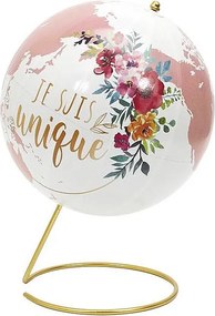 Globus Dekoracyjny Girly Biało-Różowo-Złoty 21,5 cm z Metalu i Papieru, Unikalny Design "Jestem Unikalna"