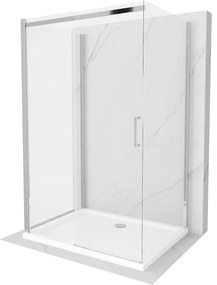 Mexen Omega-3S kabina prysznicowa 3-ścienna, rozsuwana 100x80 cm, transparent, chrom + brodzik Flat - 825-100-080-01-00-3s-4010