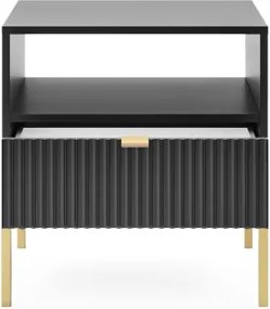 NAYA Stolik nocny S 54 czarny | złoty stelaż