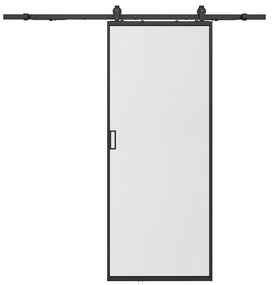 Drzwi przesuwne naścienne - aluminium i matowe szkło hartowane - wys. 205 x szer. 83 cm - LINCI II