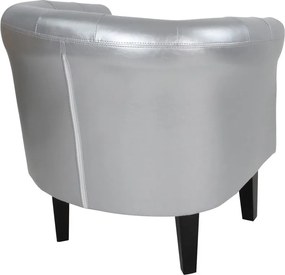 Krzesło klubowe Chesterfield ze stołkiem, srebrny