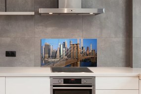 Szkło do Kuchni na Ścianę Rzeka w Cieniu Wieżowców i Mostu