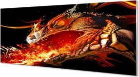 Szklany Panel Smok Zionący Żywym Ogniem