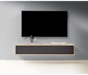 Czarno-naturalna szafka pod TV w dekorze dębu 133x22 cm Mistral – Hammel Furniture