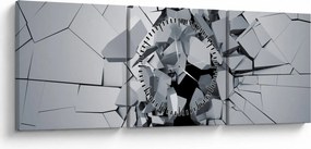 Obraz abstrakcja 3D (z zegarem) (90x30 cm)