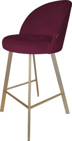 Hoker TRIX krzesło barowe tkanina Welur podstawa metalowa : Kolor nogi - Złota profil, Kolor tkaniny - VELVET - MG02, Typ siedziska - Siedzisko stałe