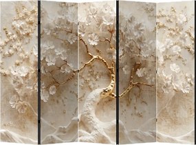 Parawan pokojowy 5-częściowy 225x172 Dwustronny dekoracyjny glamour japandi Beżowy Złote Drzewo Magnolii