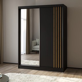 Szafa Przesuwna NELVIA 160 cm z Lustrem Szafa Dwudrzwiowa Czarna