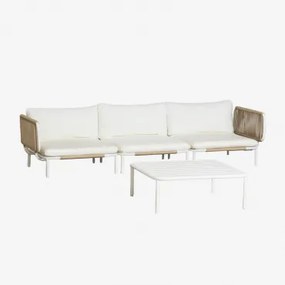 3-częściowa Modułowa Sofa Ogrodowa Z 2 Narożnikami I Stolikiem Kawowym Roubly Beige Migdałowa - Sklum