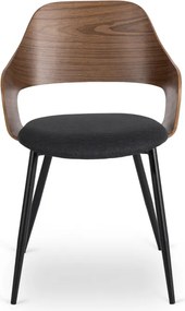 Krzesło Tapicerowane z Drewna Giętego ORBI Orzech/Czarne Nowoczesne Loft
