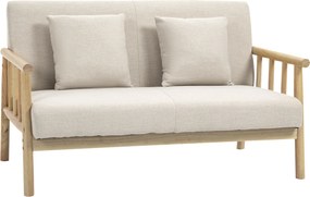 HOMCOM Sofa 2-osobowa, Tapicerka w wyglądzie lnu, Kompaktowa, do 200 kg, Rama drewniana, 123Dł x 69Szer x 74Wys cm, Beżowa