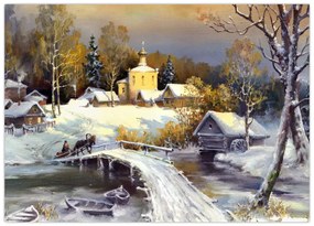 Obraz - Zimowe miasteczko (70x50 cm)