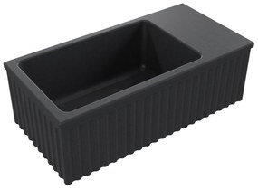 Umywalka betonowa ryflowana nablatowa / wisząca prostokątna 60 x 30 cm WELLE | różne kolory : Kolor - Czarny, Typ montażu - nablatowa
