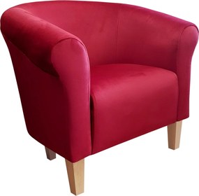 Fotel Milo tkanina Welur wygodny fotel tapicerowany do salonu i sypialni : Kolor nogi - Drewno, Kolor tkaniny - VELVET - MG31, Wysokość nogi - 15 cm