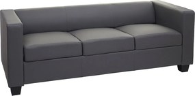 Sofa 3-osobowa Lille,  sztuczna skóra, ciemnoszara