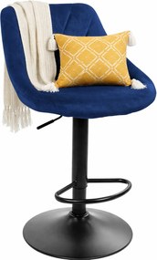 Granatowy Barowy Nowoczesny Hoker Welurowy Z Oparciem R8-G80