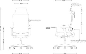 Ergonomiczne krzesło Adapta Grey z zagłówkiem, zgodne z normą BHP