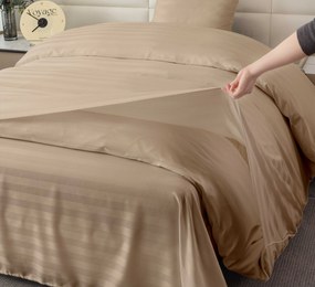 PrzytulneMieszkanie.pl PrzytulneMieszkanie.pl Hotelowa pościel z mikrofibry JASMINE beżowa - pasek 2 cm, kieszeń hotelowa Rozmiar pościeli: 2 szt 70 x 90 cm | 200 x 220 cm