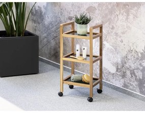 Czarny/w naturalnym kolorze regał łazienkowy z litego drewna akacjowego 35x76,5 cm Fondi – Wenko